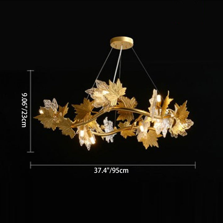 Contemporary Creative Aluminum &amp; Glass Maple Leaf 6/9/14/20-Light Chandelier For Dining Room, Bedroom And Living Room