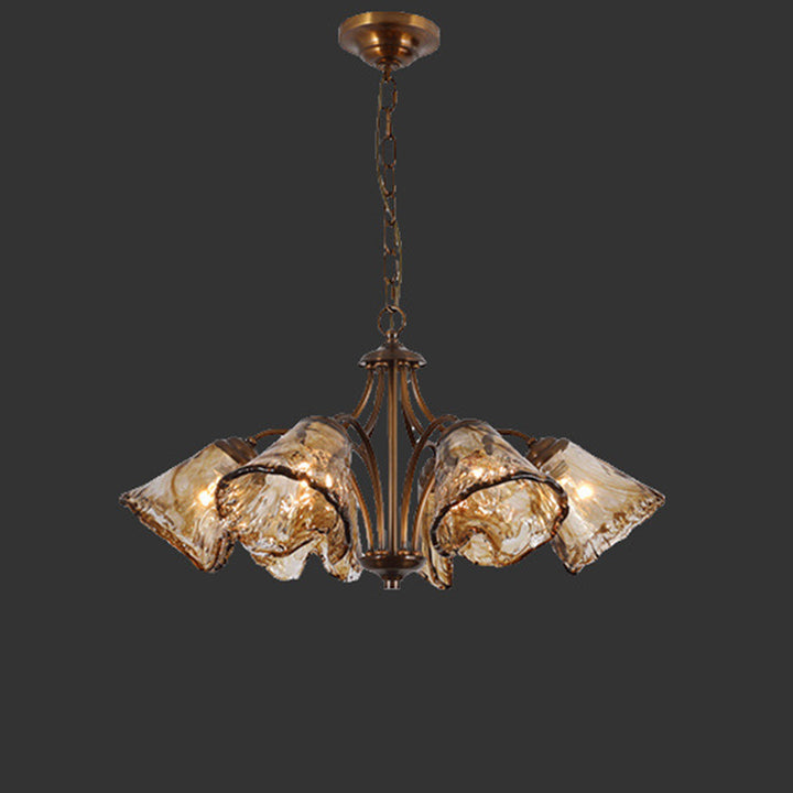 Traditioneller Vintage Kupfer- und Glas-Kegelzweig 6/8-Licht Kronleuchter für Esszimmer, Wohnzimmer und Schlafzimmer 