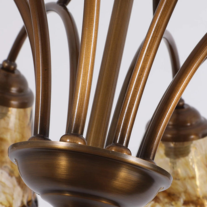 Traditioneller Vintage Kupfer- und Glas-Kegelzweig 6/8-Licht Kronleuchter für Esszimmer, Wohnzimmer und Schlafzimmer 