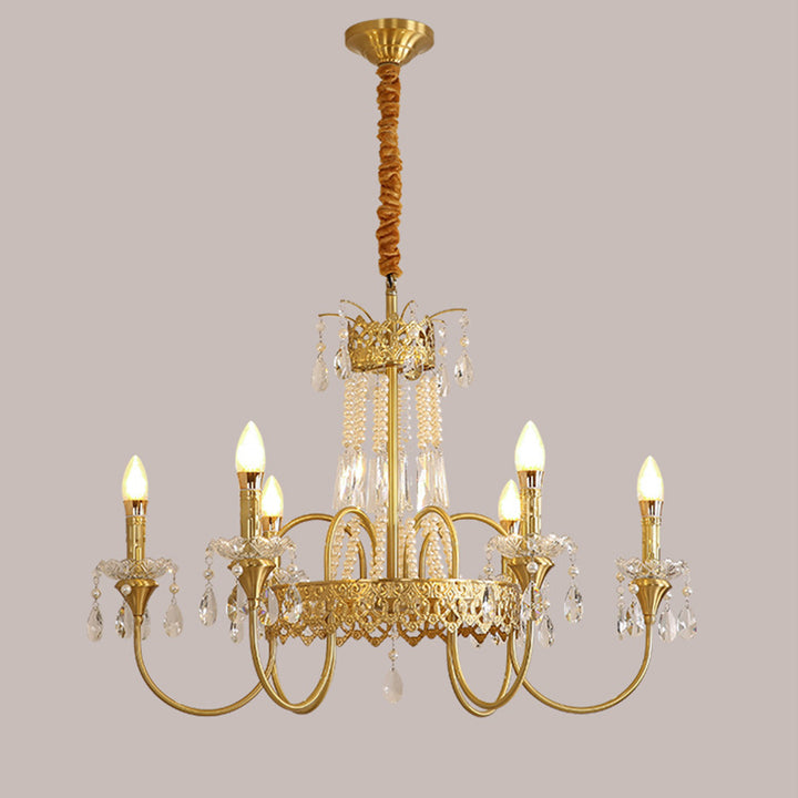 Branche de bougie traditionnelle en laiton et cristal français 4/6/8 lumières pour chambre et salon 