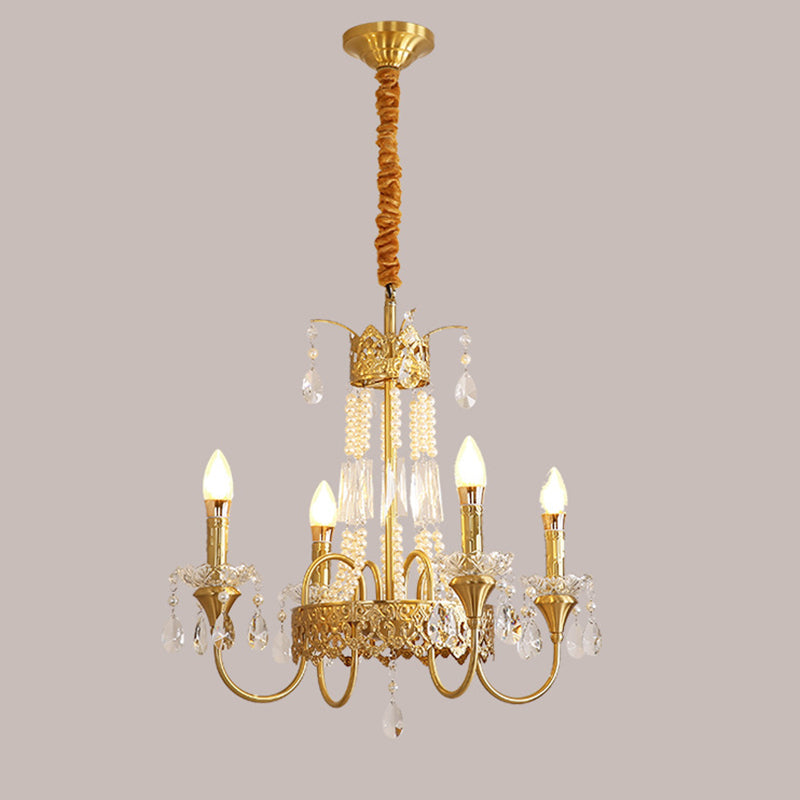 Branche de bougie traditionnelle en laiton et cristal français 4/6/8 lumières pour chambre et salon 