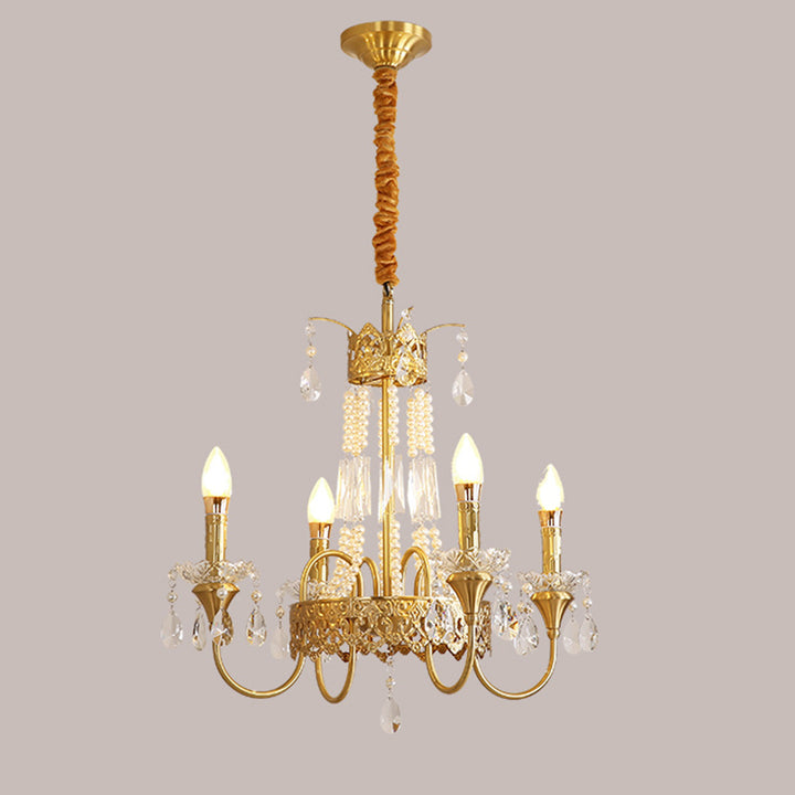 Branche de bougie traditionnelle en laiton et cristal français 4/6/8 lumières pour chambre et salon 