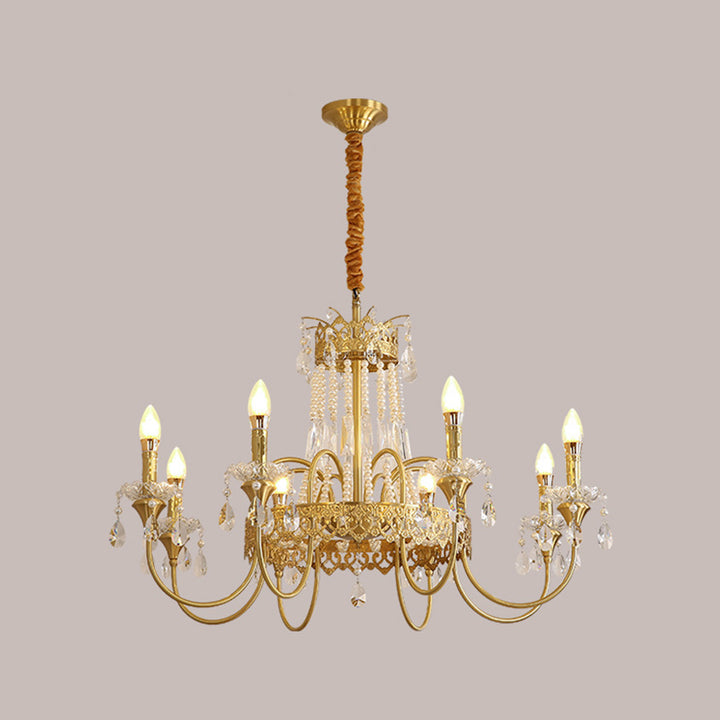 Branche de bougie traditionnelle en laiton et cristal français 4/6/8 lumières pour chambre et salon 