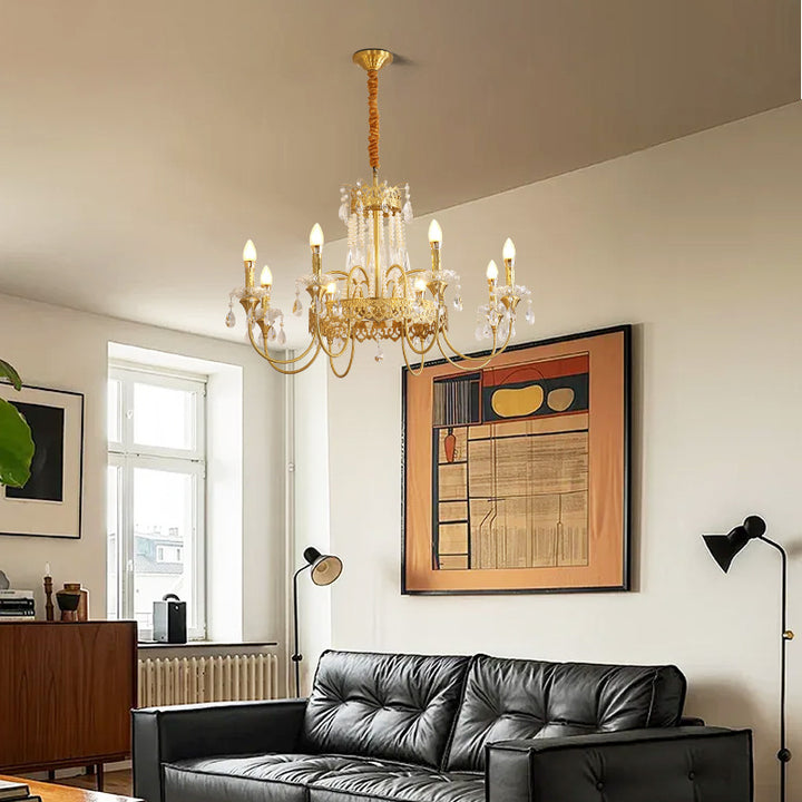 Branche de bougie traditionnelle en laiton et cristal français 4/6/8 lumières pour chambre et salon 