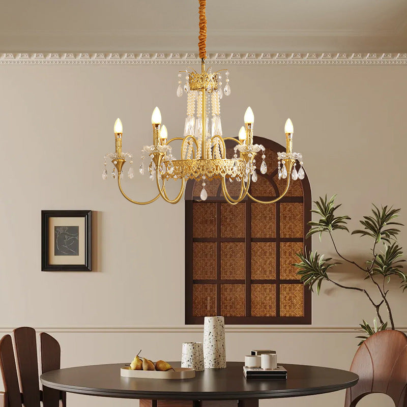 Branche de bougie traditionnelle en laiton et cristal français 4/6/8 lumières pour chambre et salon 