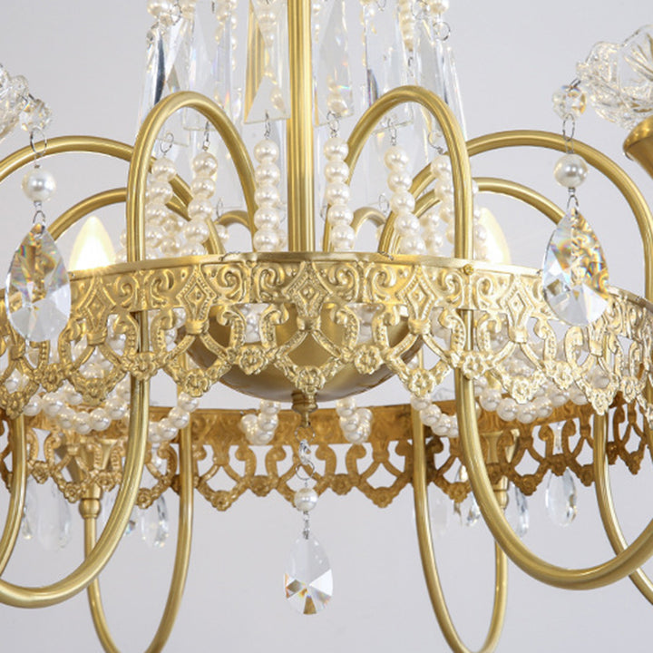 Branche de bougie traditionnelle en laiton et cristal français 4/6/8 lumières pour chambre et salon 