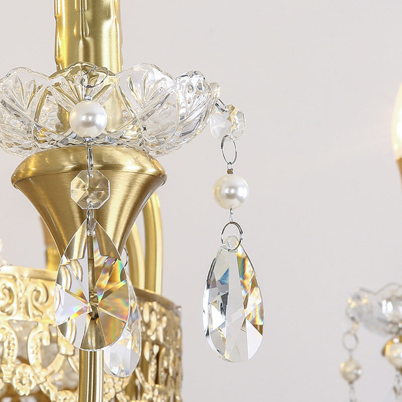 Branche de bougie traditionnelle en laiton et cristal français 4/6/8 lumières pour chambre et salon 