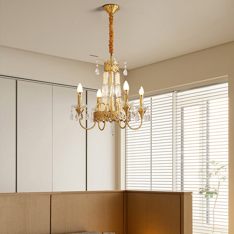 Branche de bougie traditionnelle en laiton et cristal français 4/6/8 lumières pour chambre et salon 