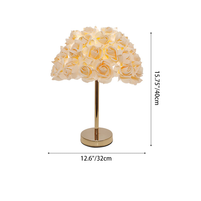 Lampe de table moderne Art Déco en métal et PVC en forme de rose à 1 lumière pour chambre et salon 