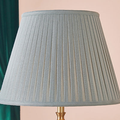 Traditional Rustic Brass Fabric Round 1-Light Table Lamp For Bedroom & Living Room
