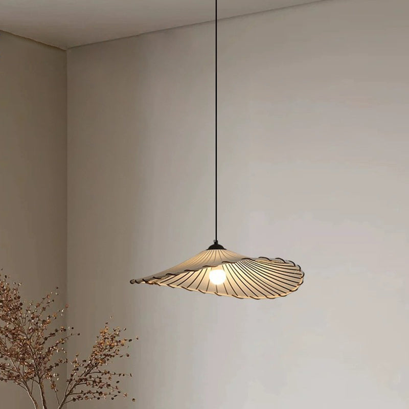 Tela japonesa tradicional y luz colgante redonda de hierro con forma de loto de 1 luz para comedor y sala de estar 