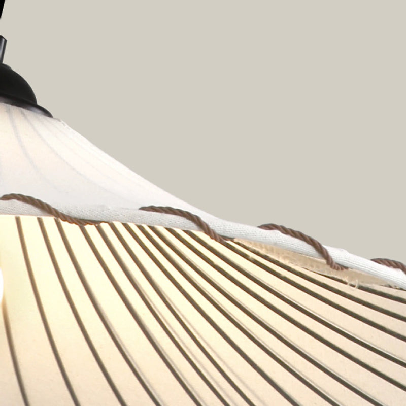 Tissu japonais traditionnel et suspension ronde en fer en forme de lotus à 1 lumière pour salle à manger et salon 