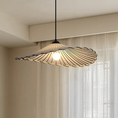 Tela japonesa tradicional y luz colgante redonda de hierro con forma de loto de 1 luz para comedor y sala de estar 