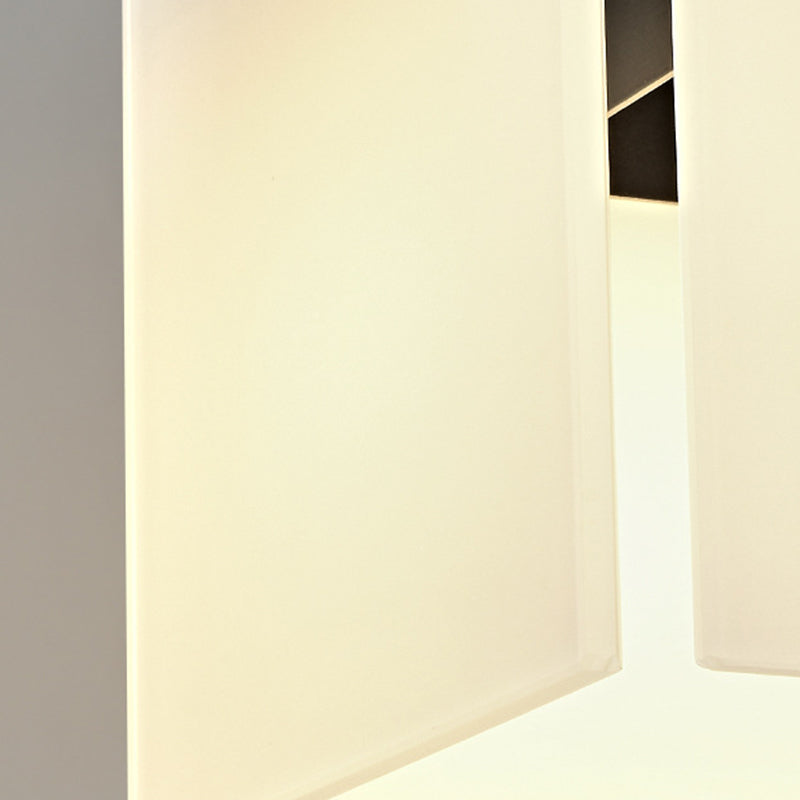 Modern Minimalist Glass & Iron Square 1-Light Pendant Light With Adjustable Cord For Bedroom, Living Room, Dining Room