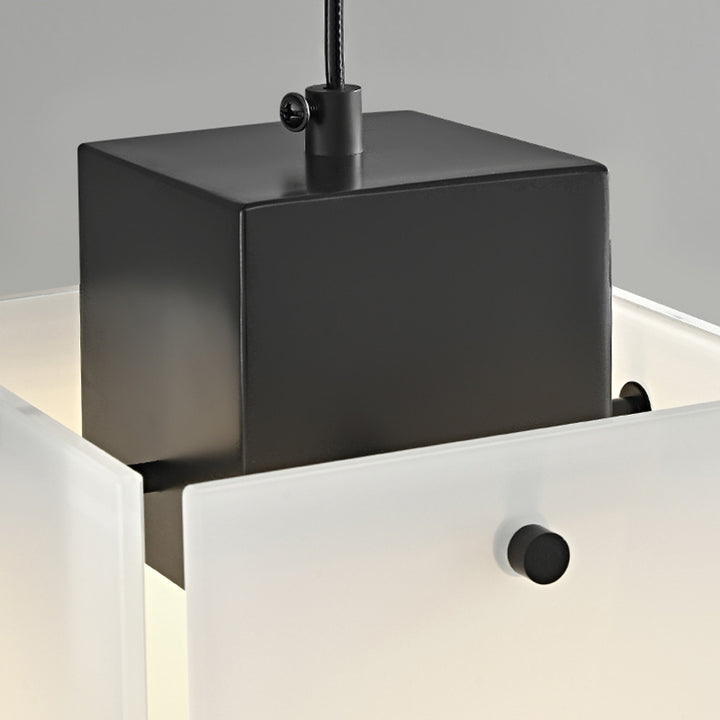 Modern Minimalist Glass &amp; Iron Square 1-Light Pendant Light With Adjustable Cord For Bedroom, Living Room, Dining Room