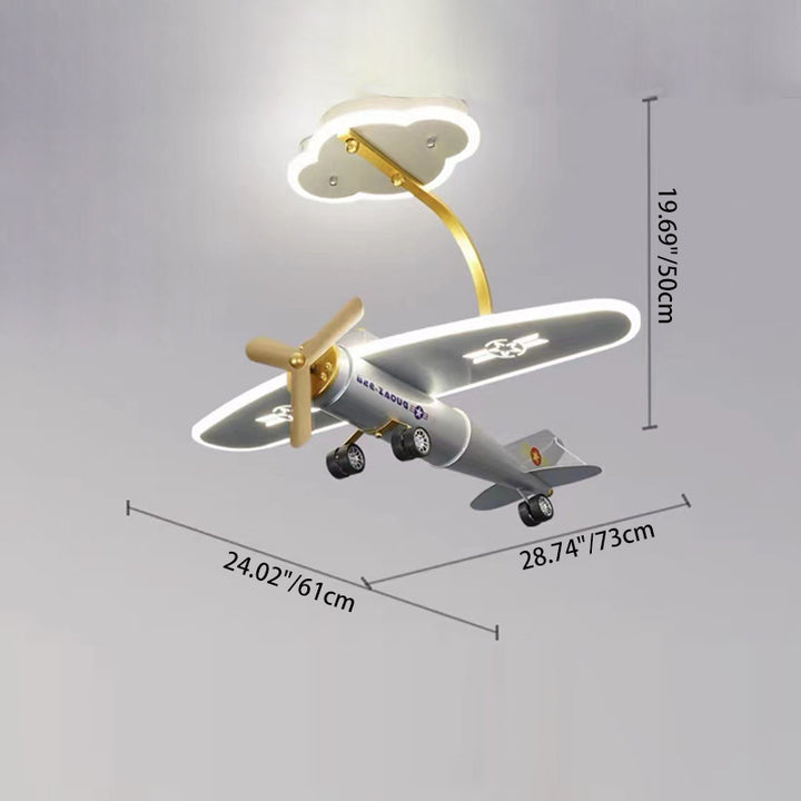 Lustre de plafond semi-encastré en forme d'avion en métal et acrylique créatif contemporain avec LED pour chambre d'enfants et salon 