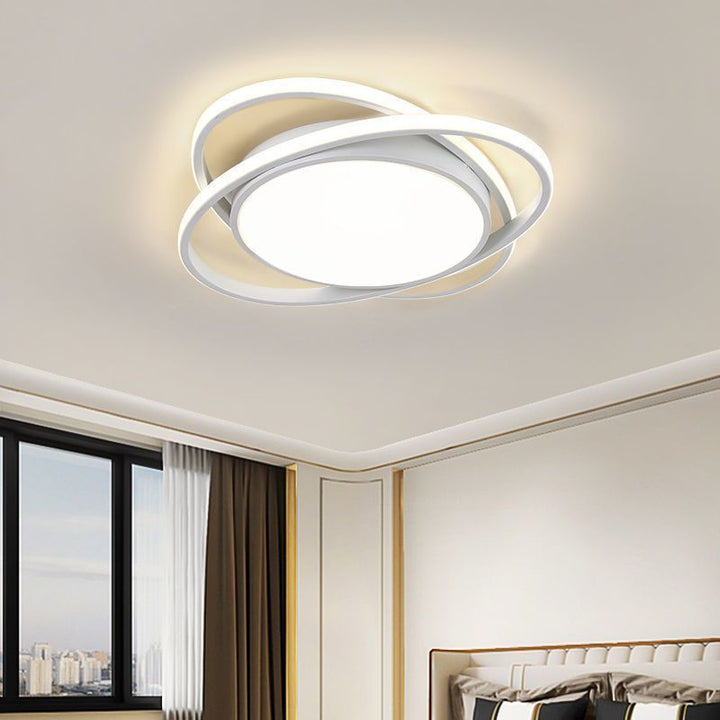 Plafonnier LED rond en fer acrylique minimaliste moderne pour chambre et salon 