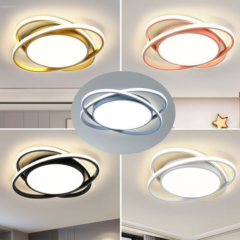 Plafonnier LED rond en fer acrylique minimaliste moderne pour chambre et salon 