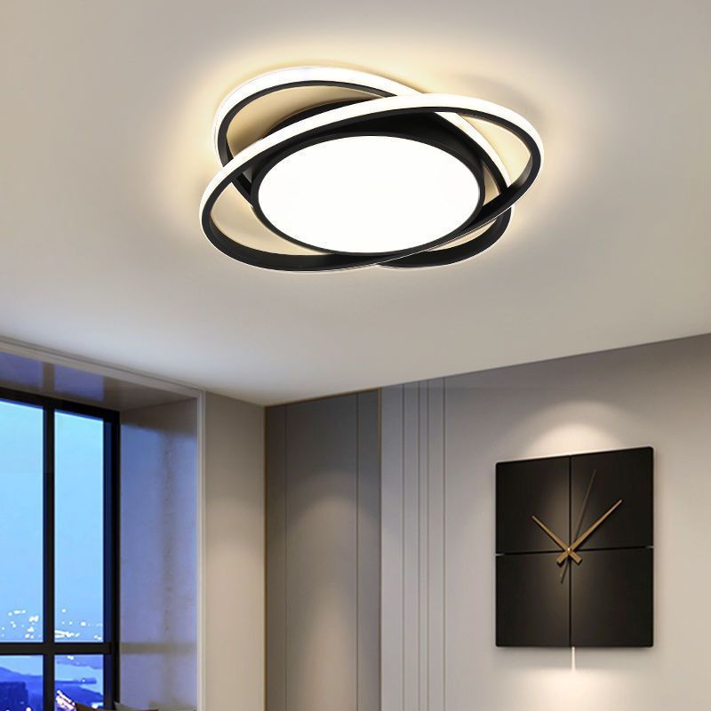 Plafonnier LED rond en fer acrylique minimaliste moderne pour chambre et salon 
