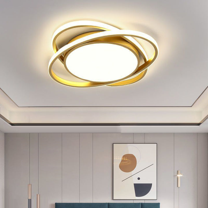 Plafonnier LED rond en fer acrylique minimaliste moderne pour chambre et salon 
