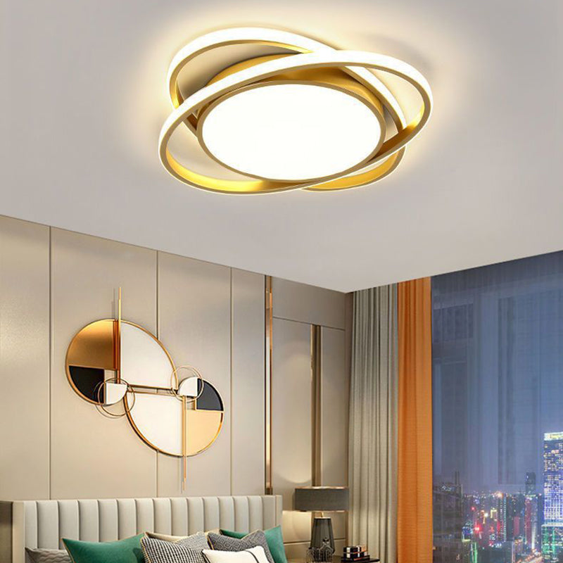 Plafonnier LED rond en fer acrylique minimaliste moderne pour chambre et salon 