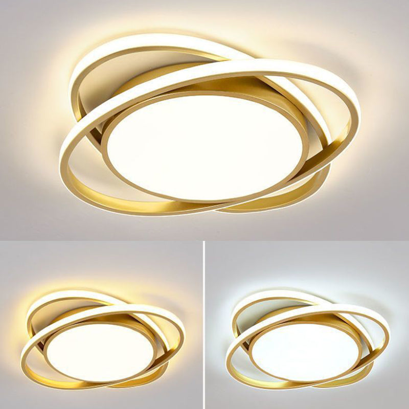 Plafonnier LED rond en fer acrylique minimaliste moderne pour chambre et salon 