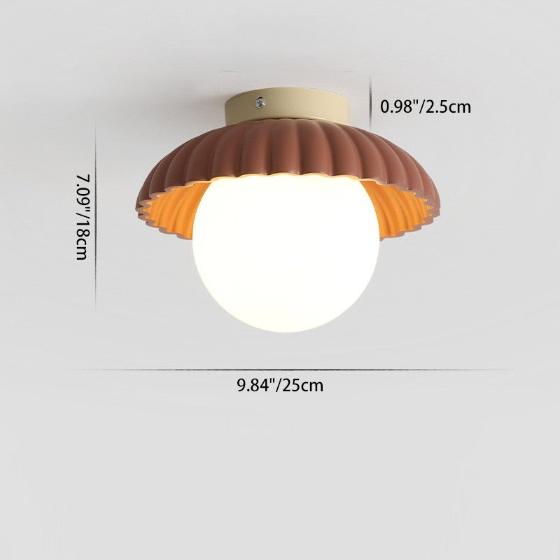 Zeitgenössische nordische Eisen- und Glas-Runde 1-Licht-Halbeinbau-Deckenleuchte für Flur, Schlafzimmer &amp; Eingangsbereich 