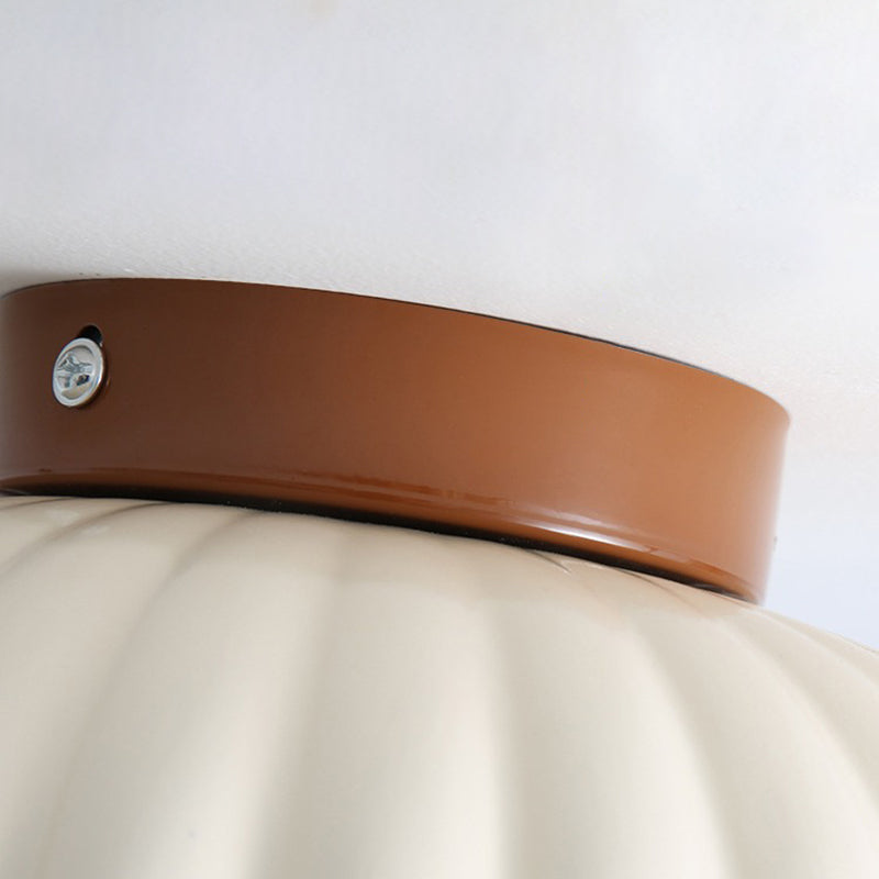 Contemporary Nordic Iron & Glass Round 1-Light Semi-Flush Mount Ceiling Light For Hallway, Bedroom & Entryway