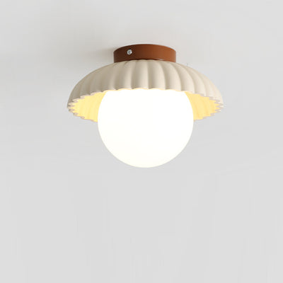 Contemporary Nordic Iron & Glass Round 1-Light Semi-Flush Mount Ceiling Light For Hallway, Bedroom & Entryway