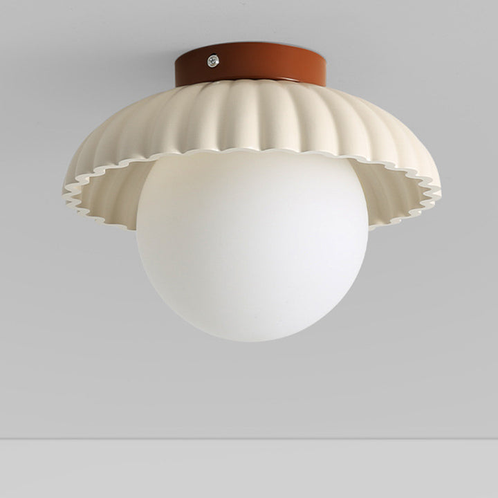 Zeitgenössische nordische Eisen- und Glas-Runde 1-Licht-Halbeinbau-Deckenleuchte für Flur, Schlafzimmer &amp; Eingangsbereich 