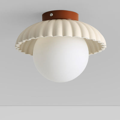 Contemporary Nordic Iron & Glass Round 1-Light Semi-Flush Mount Ceiling Light For Hallway, Bedroom & Entryway