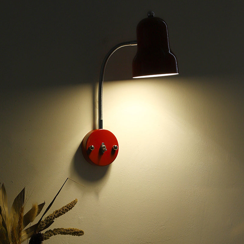 Contemporary Nordic Iron Trumpet-Shaped Round 1-Light Wall Sconce Lamp For Bedroom &amp; Living Room