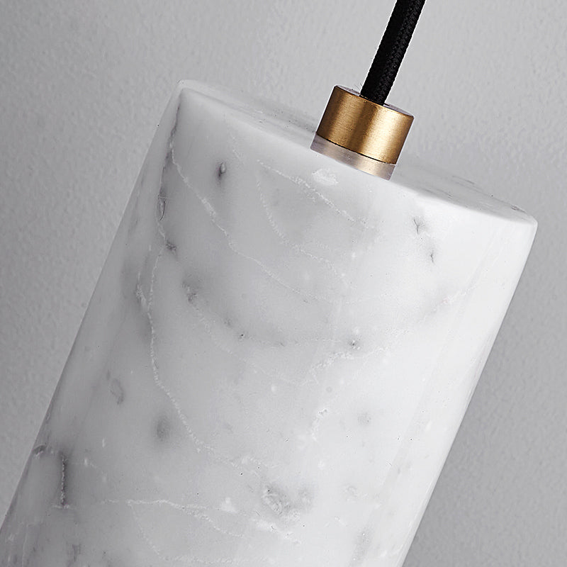 Moderno Minimalista Lámpara Colgante de Latón y Mármol Cilíndrica de 1 Luz Para Dormitorio, Sala de Estar y Comedor 