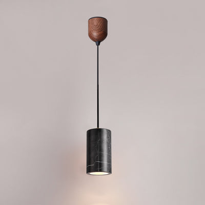 Moderno Minimalista Lámpara Colgante de Latón y Mármol Cilíndrica de 1 Luz Para Dormitorio, Sala de Estar y Comedor 