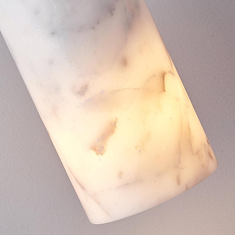 Moderno Minimalista Lámpara Colgante de Latón y Mármol Cilíndrica de 1 Luz Para Dormitorio, Sala de Estar y Comedor 