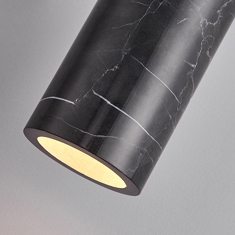Moderno Minimalista Lámpara Colgante de Latón y Mármol Cilíndrica de 1 Luz Para Dormitorio, Sala de Estar y Comedor 