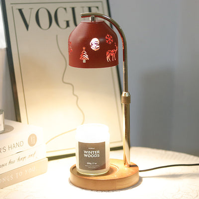 Lampe de table en cire fondue à 1 lumière ronde en fer et bois de Noël nordique contemporain avec hauteur réglable pour chambre et salon 