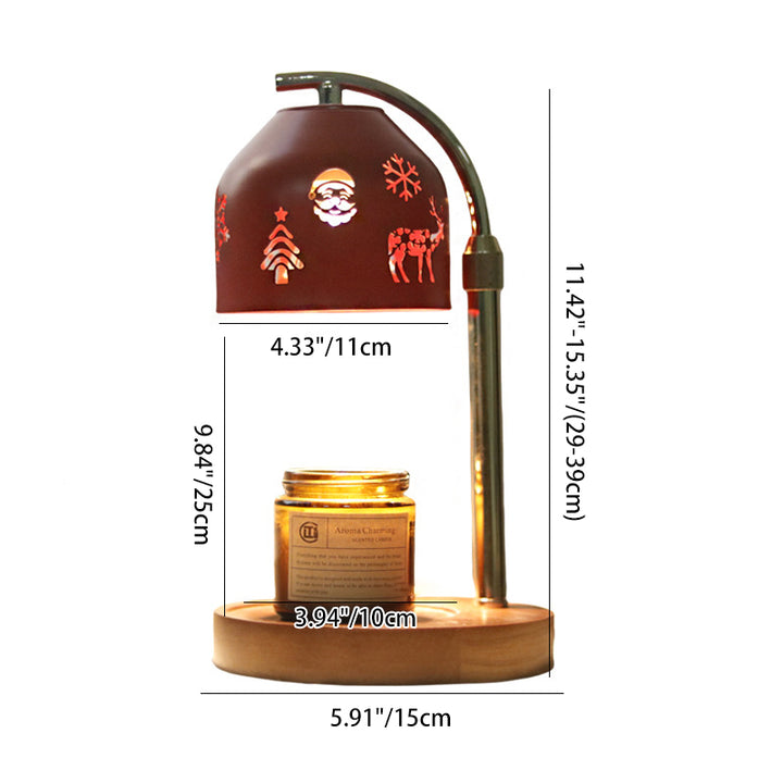 Contemporary Nordic Christmas Iron &amp; Wood Round 1-Light Melting Wax Table Lamp With Adjustable Height For Bedroom &amp; Living Room