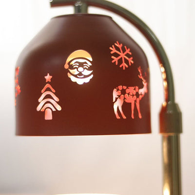 Lampe de table en cire fondue à 1 lumière ronde en fer et bois de Noël nordique contemporain avec hauteur réglable pour chambre et salon 