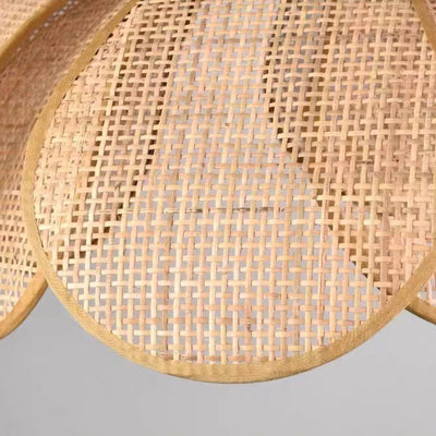 Lámpara colgante de 1 luz con pétalo de ratán japonés tradicional con cable ajustable para comedor, dormitorio y sala de estar 