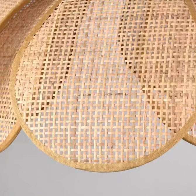 Lámpara colgante de 1 luz con pétalo de ratán japonés tradicional con cable ajustable para comedor, dormitorio y sala de estar 