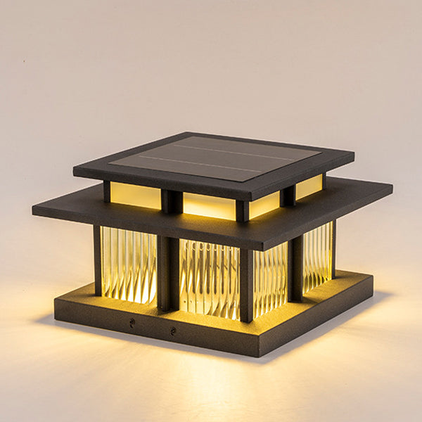 Lumière extérieure LED carrée moderne minimaliste en acier inoxydable et verre avec design solaire et étanche pour cour, balcon et entrée 