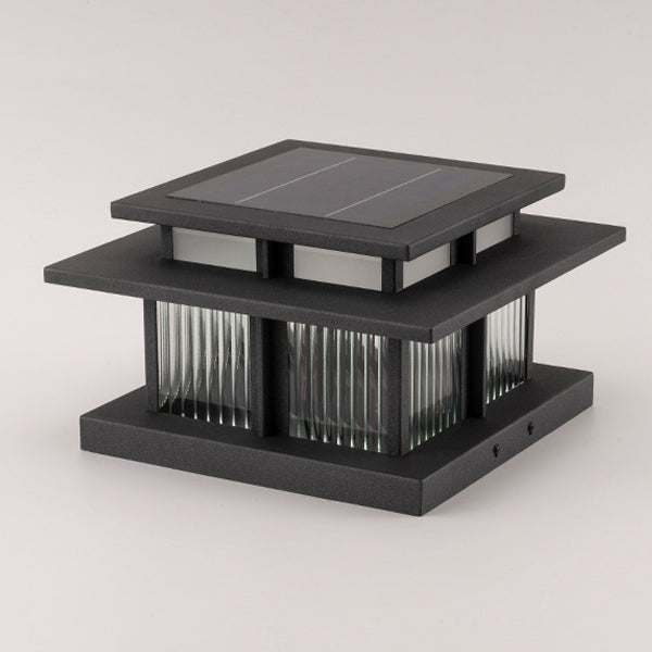 Lumière extérieure LED carrée moderne minimaliste en acier inoxydable et verre avec design solaire et étanche pour cour, balcon et entrée 