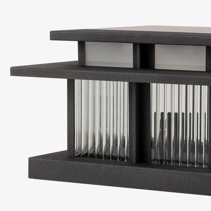 Lumière extérieure LED carrée moderne minimaliste en acier inoxydable et verre avec design solaire et étanche pour cour, balcon et entrée 