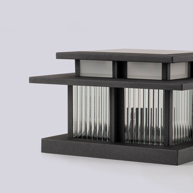 Lumière extérieure LED carrée moderne minimaliste en acier inoxydable et verre avec design solaire et étanche pour cour, balcon et entrée 