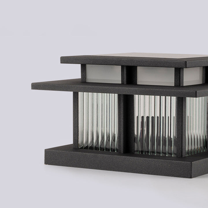 Lumière extérieure LED carrée moderne minimaliste en acier inoxydable et verre avec design solaire et étanche pour cour, balcon et entrée 