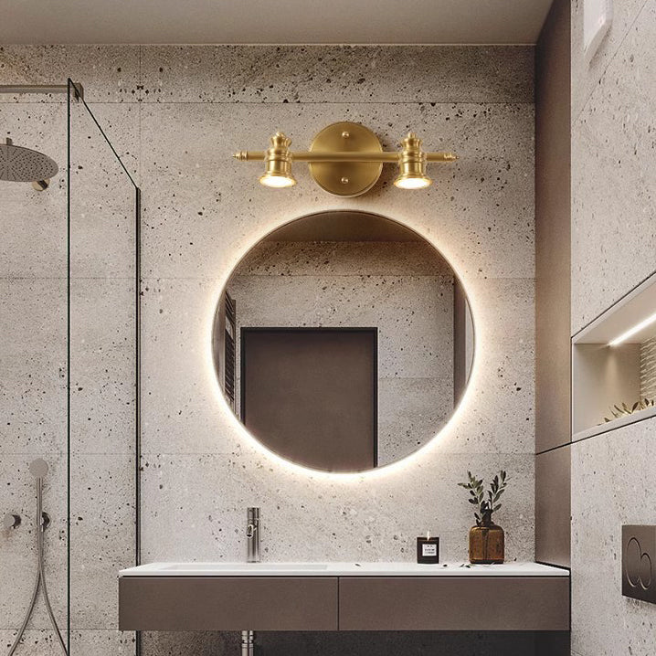 Applique murale traditionnelle française en laiton linéaire ronde 2/3/4/5 lumières pour salle de bain, miroir de courtoisie et chambre à coucher avec abat-jours rotatifs 
