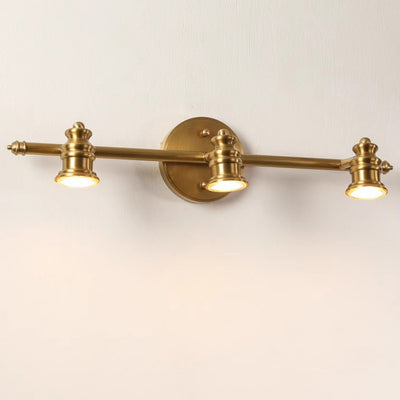 Traditionelle französische Messing Linear Rund 2/3/4/5-Licht-Waschtischlampe Wandleuchte mit drehbaren Schirmen für Badezimmer, Waschtischspiegel & Schlafzimmer 