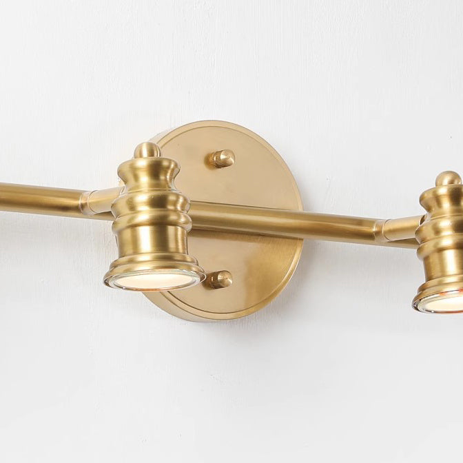 Traditionelle französische Messing Linear Rund 2/3/4/5-Licht-Waschtischlampe Wandleuchte mit drehbaren Schirmen für Badezimmer, Waschtischspiegel & Schlafzimmer 