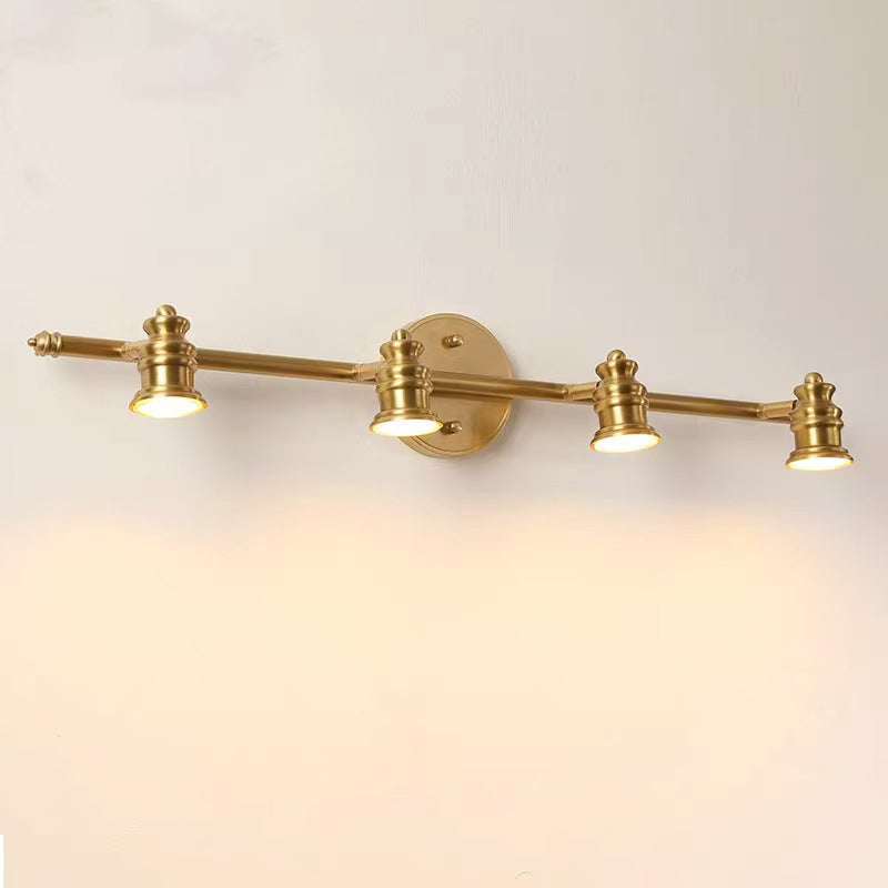 Applique murale traditionnelle française en laiton linéaire ronde 2/3/4/5 lumières pour salle de bain, miroir de courtoisie et chambre à coucher avec abat-jours rotatifs 
